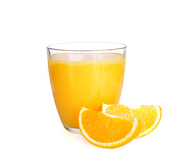 Glass of orange juice isolated on white