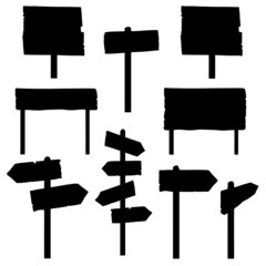 Vector Set of Signposts Silhouettes © nikiteev