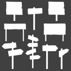 Vector Set of Signposts Silhouettes