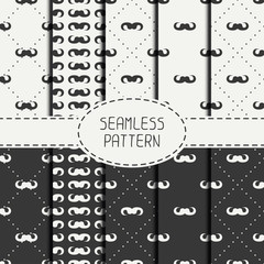 Set of vector fashionable seamless retro pattern with curly