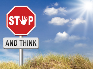 stop think act - obrazy, fototapety, plakaty