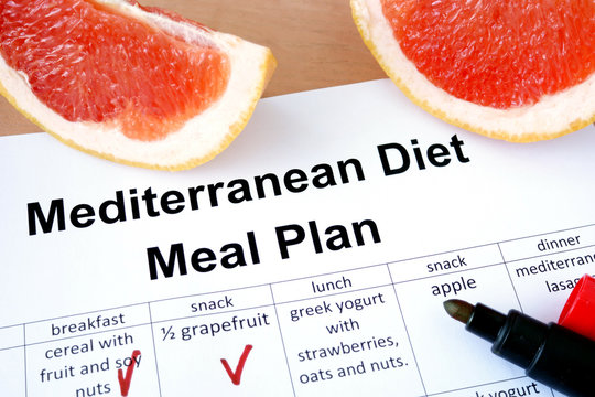 Mediterranean Diet Meal Plan And Grapefruit.  