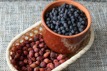 dried berry fruits roses and blueberries