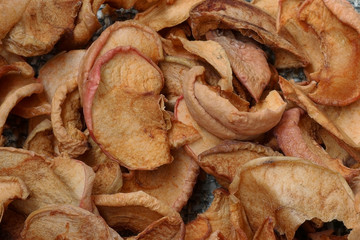 background texture of dried chopped apples