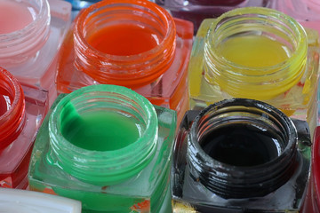bottles with different colors for drawing