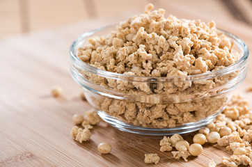 Portion of Soy Meat (on wood)