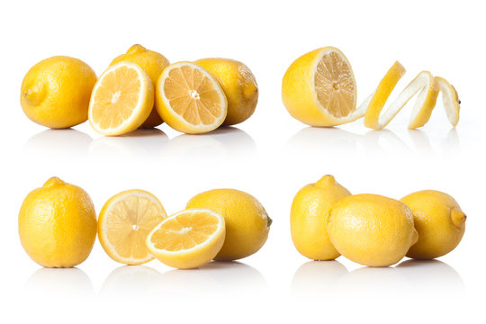 composite with yellow lemon  isolated on white background