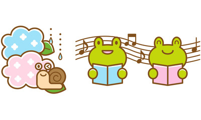 梅雨　あじさい　かえる