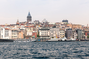 Fototapeta na wymiar Beyoglu district in Istanbul. View over the Bosphorus