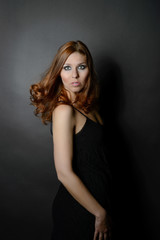 posh woman in black dress