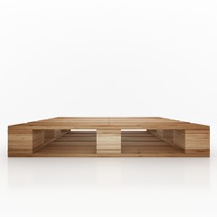 Wooden shipping pallet front view isolated on white background