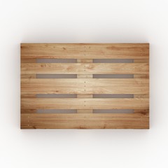 Wooden shipping pallet top view isolated on white background
