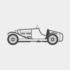 Fototapeta premium Vintage sport racing car. Outlined on a white background