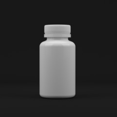 Blank pills container without label on black background