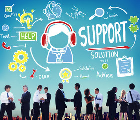 Support Solution Advice Help Quality Care Team Concept