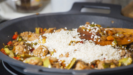 Cooking a Spanish paella