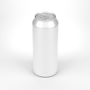 Blank soda or beer metal can front top view