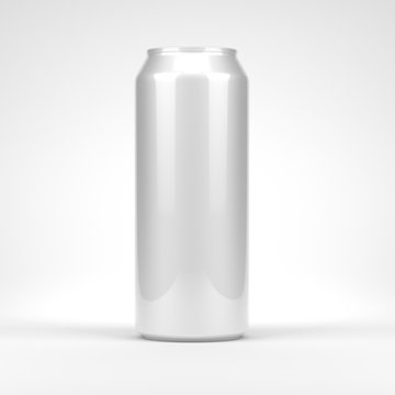Blank soda or beer metal can front view
