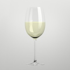 White wine glass isolated on white background
