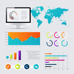 Set of infographics elements in modern flat business style.