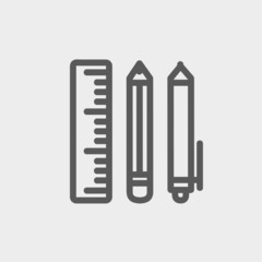 School supplies thin line icon