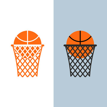 Basketball Logo. Ball And Net For Basketball Games