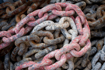 Chain with big shackles in a port