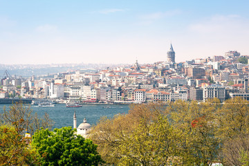 View on the Beyoglu district of Istanbul over the Bosphorus