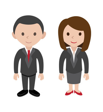 female and male office worker wearing suits