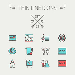 Education thin line icon set.