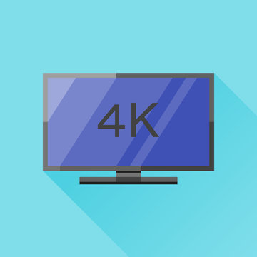 4K TV or computer monitor flat icon