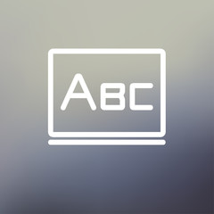 Big letters ABC on the blackboard thin line icon