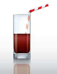 Vector glass of drink and drinking straw