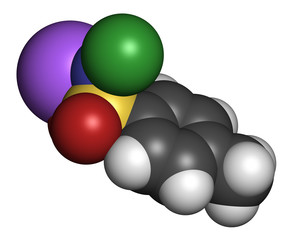 Chloramine-T (tosylchloramide) disinfectant molecule. 