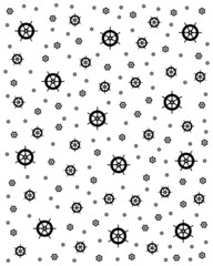 Seamless pattern with black silhouettes of rudder