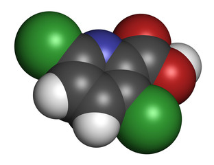 Clopyralid herbicide molecule.