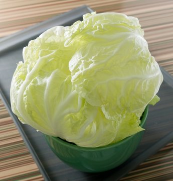 Fresh Chinese Cabbage in A Green Bowl