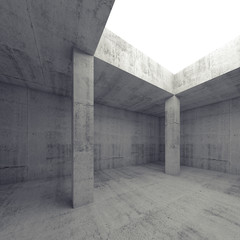 Empty dark concrete room interior with opening