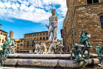 The Fountain of Neptune in Florence - obrazy, fototapety, plakaty