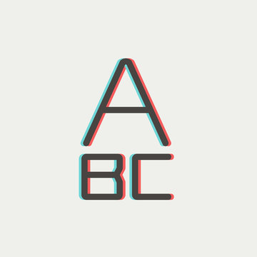 Alphabet with bold font thin line icon