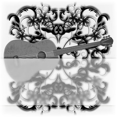 music design with guitar monochrome frame