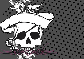 skull ribbon tattoo background in vector format
