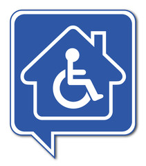 Logo maison et personne handicapée.