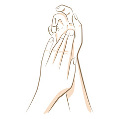 Close up woman hands drawn in vector lines