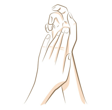recommend clip art: Close up woman hands drawn in vector lines