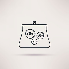 Icon purse, isolated vector object