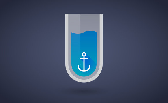 Blue chemical test tube icon with an anchor