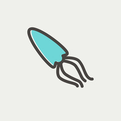Squid seafood thin line icon