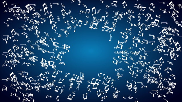 musical notes on blue background,  Video animation, HD 1080