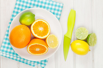 Citrus fruits. Oranges, limes and lemons